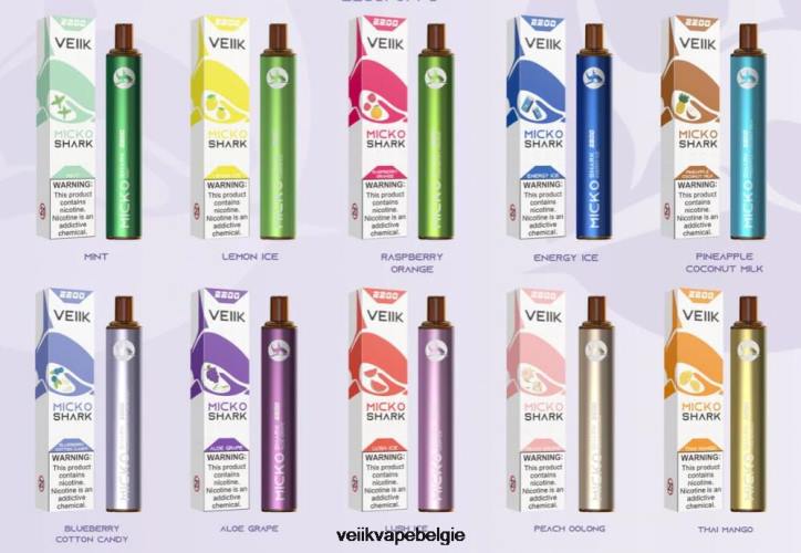 VEIIK Micko Shark 2200 trekjes wegwerp vape-pen 10st meerdere smaken 462F53 - VEIIK Micko België